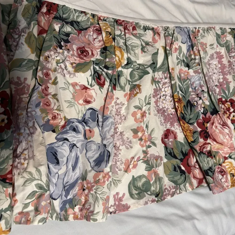 Vtg Ralph Lauren Allison FULL Bed Skirt Dust Ruffle Floral Roses French Country
